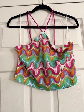 Gianni Bini Multicolor Crochet-Trim Cami